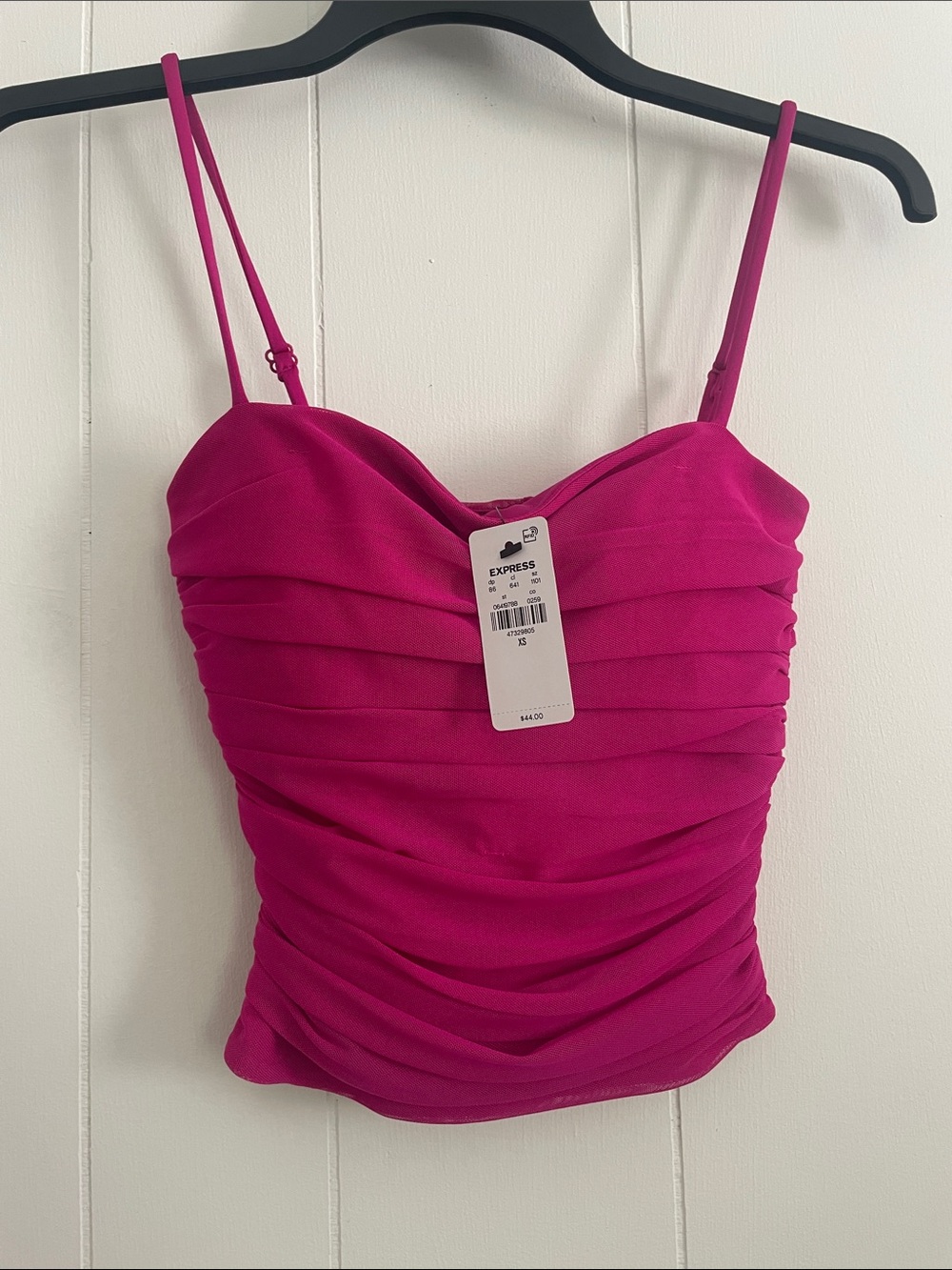 Express Fuchsia Ruched Spaghetti Strap Camisole